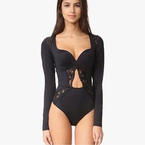 NWT Cosabella x BCBGMaxazria Bisou Underwire Long Sleeve Teddy Thong Bodysuit